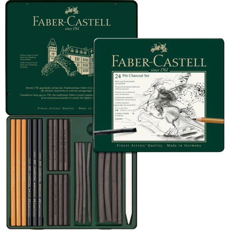 Faber Castell Pitt Natural Willow Charcoal 6 Stick Set