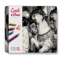 Conte Pastel Pencil - Assorted Metal Box x 24
