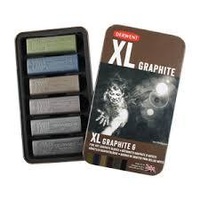 DERWENT XL COLOURED GRAPHITE TIN 6 ASSORTED