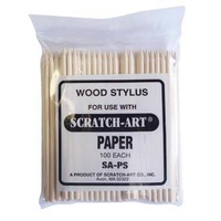 Scratch-Art Wood Stylus Sticks- Pack 100
