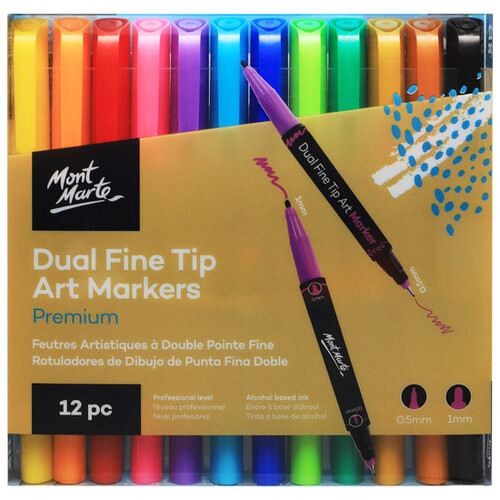 MM Dual Fine Tip Alcohol Art Markers 12pc