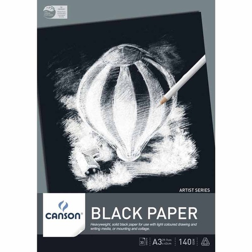 Canson Black Pad, 30 sheets,  Acid Free, Lignin Free